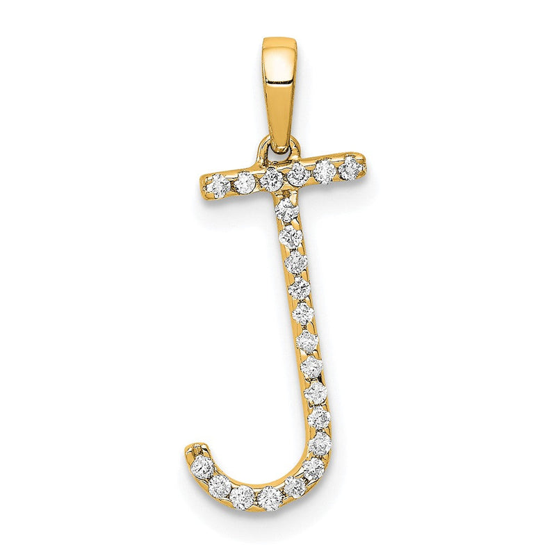 14K Gelbgold Echter Diamant Buchstabe J Initial-Anhänger