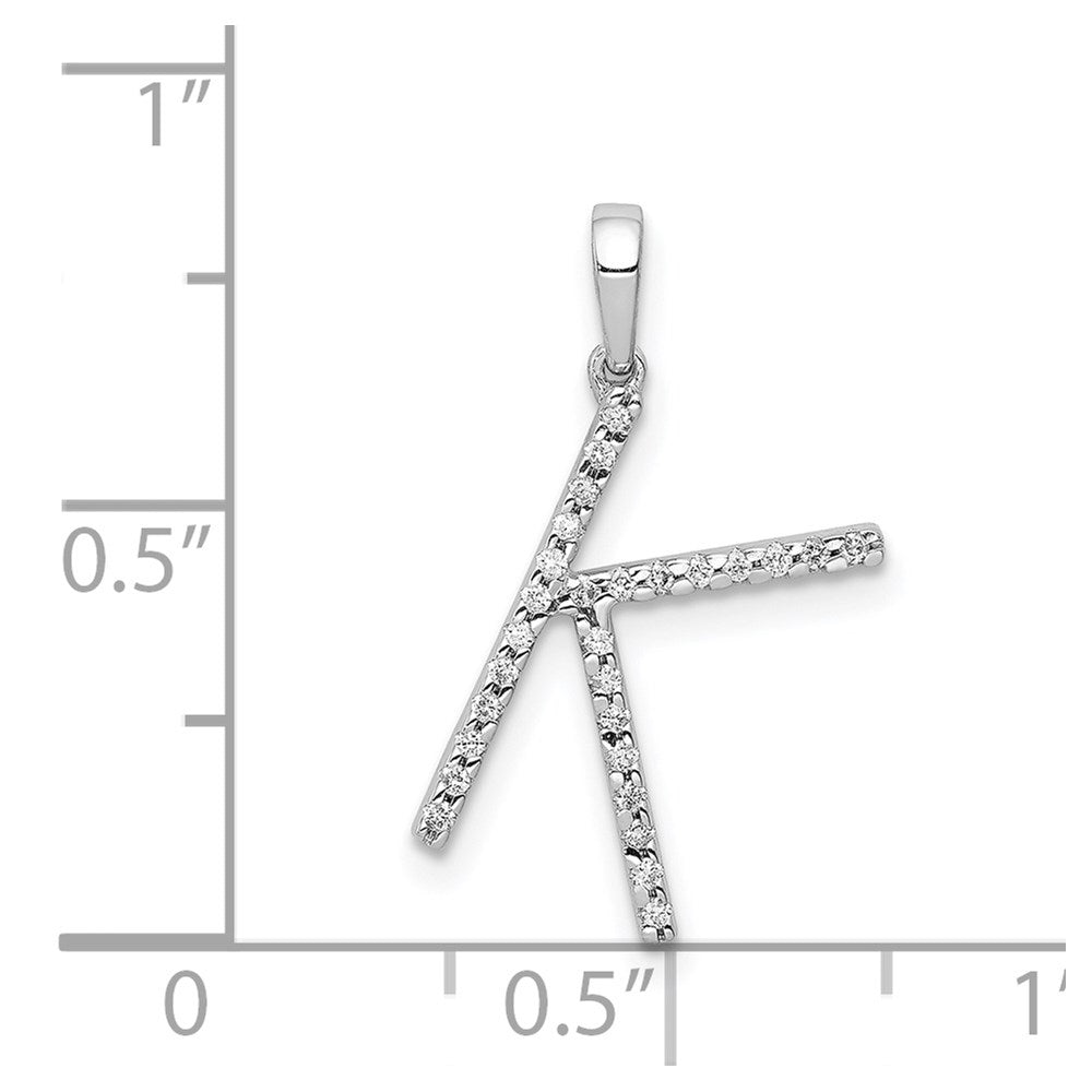 14K Weißgold Anhänger mit echtem Diamant-Buchstaben „K