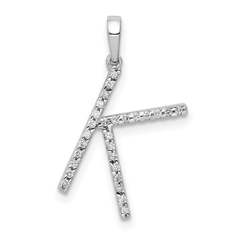 14K Weißgold Anhänger mit echtem Diamant-Buchstaben „K