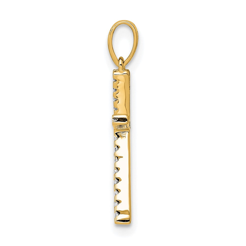 14K Gelbgold Echter Diamant Buchstabe K Initial-Anhänger