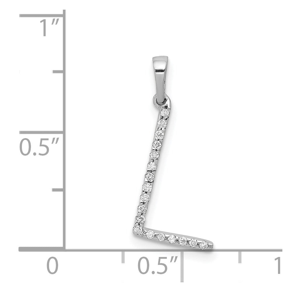 14K Weißgold Anhänger mit echtem Diamant-Buchstaben "L
