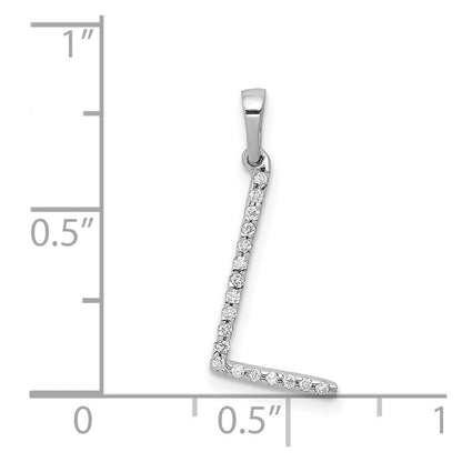 14K Weißgold Anhänger mit echtem Diamant-Buchstaben "L