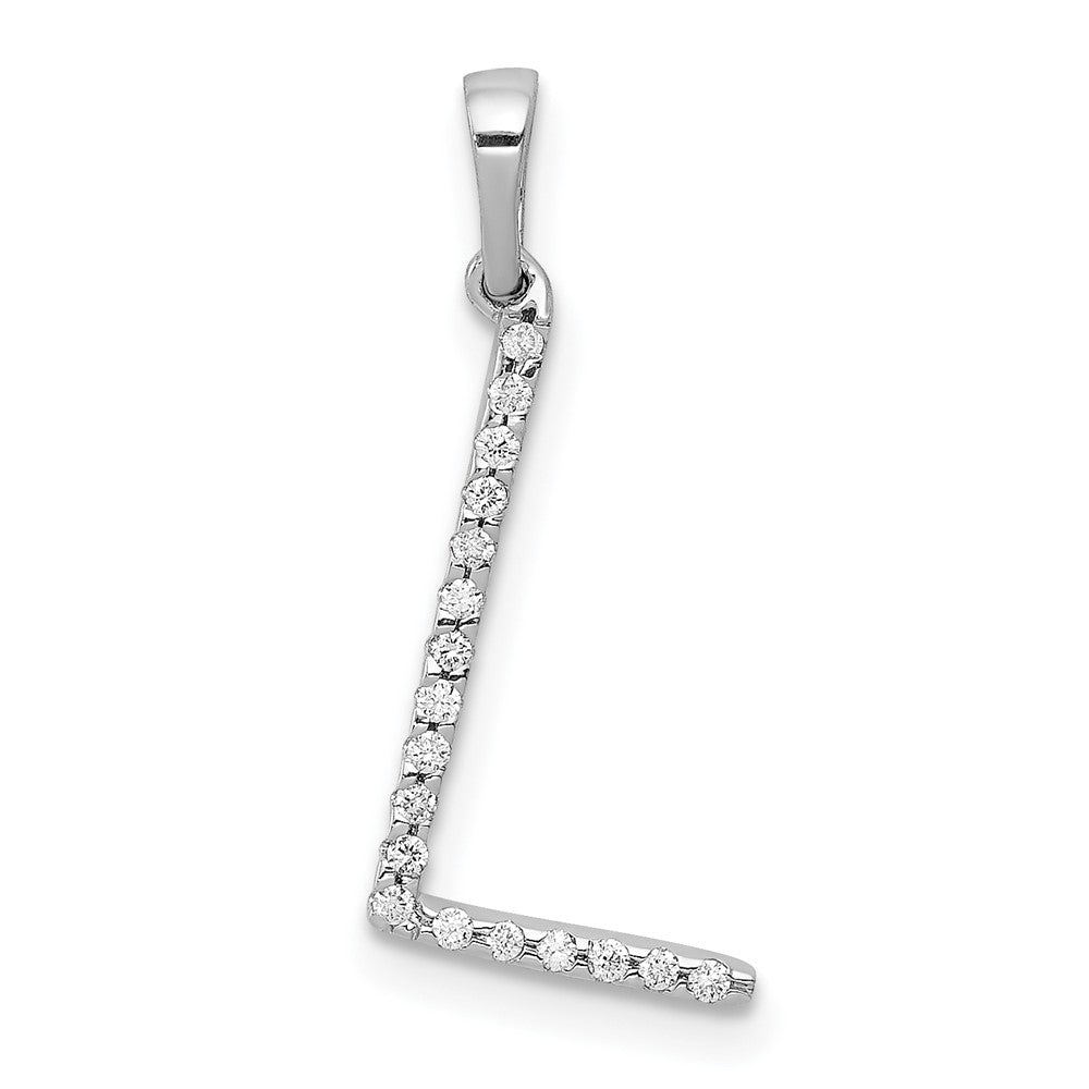14K Weißgold Anhänger mit echtem Diamant-Buchstaben "L