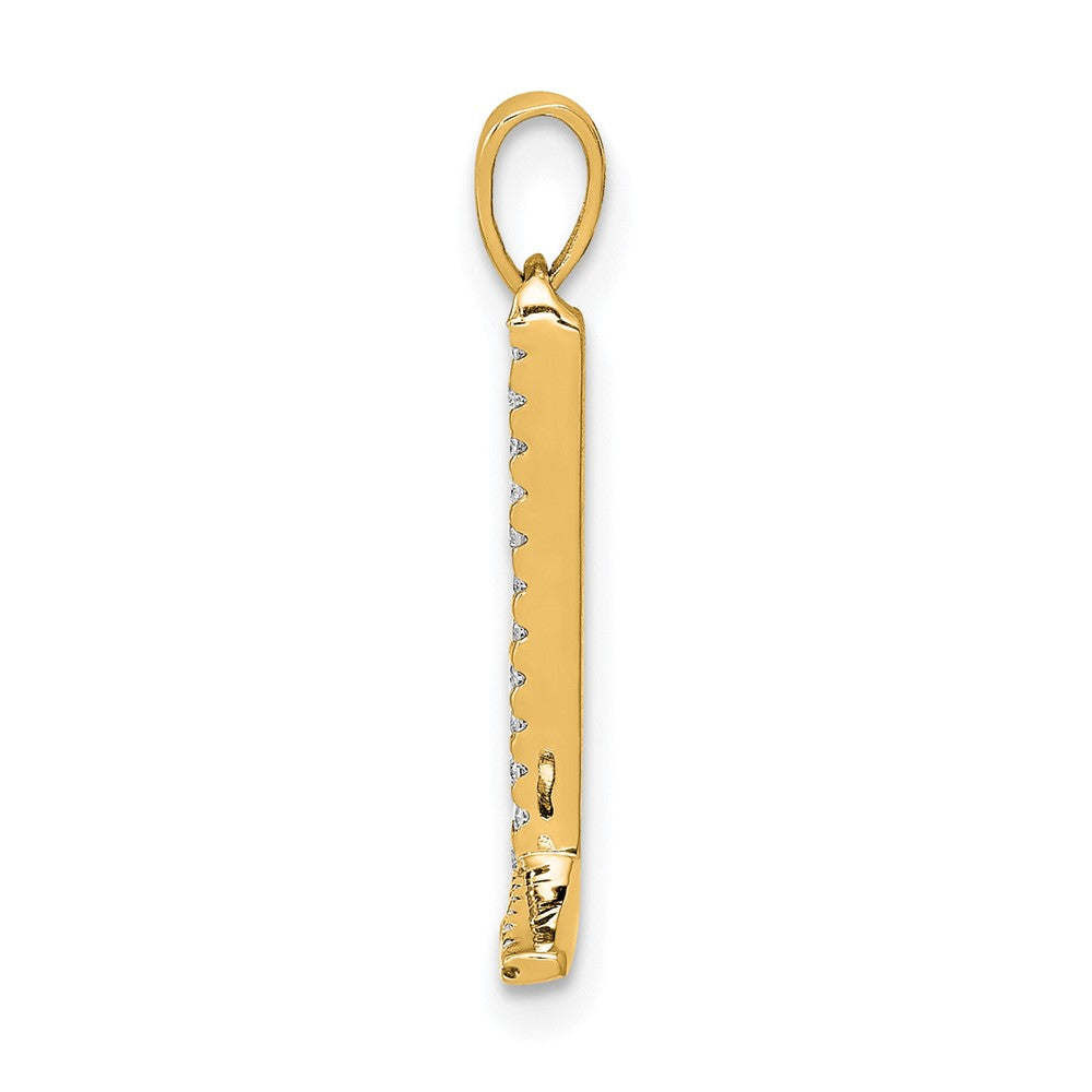 14K Gelbgold Echter Diamant Buchstabe L Initial-Anhänger