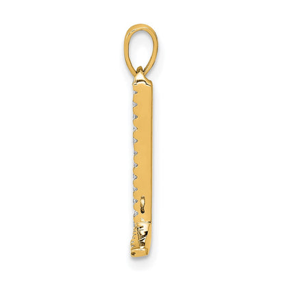 14K Gelbgold Echter Diamant Buchstabe L Initial-Anhänger