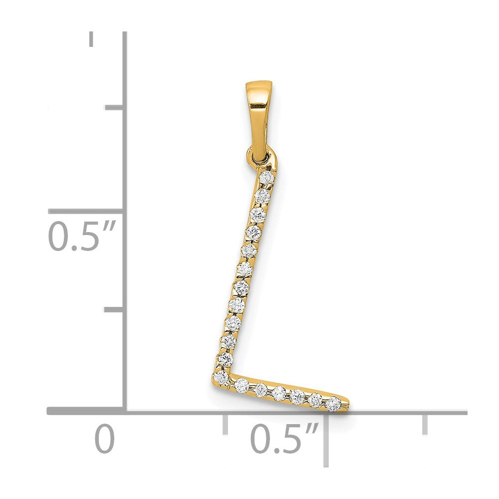 14K Gelbgold Echter Diamant Buchstabe L Initial-Anhänger
