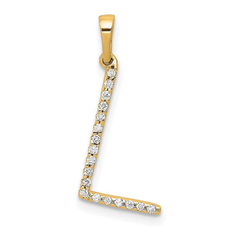 14K Gelbgold Echter Diamant Buchstabe L Initial-Anhänger