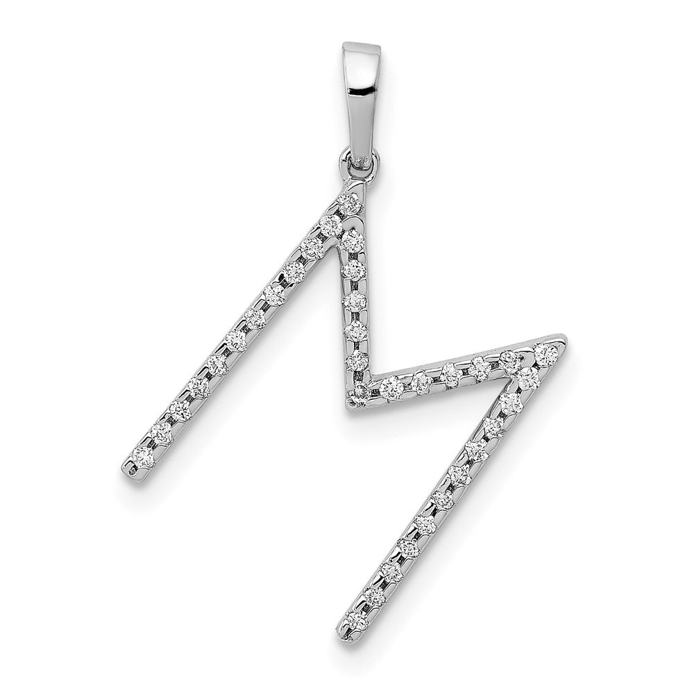 14K Weißgold Anhänger mit echtem Diamant-Buchstaben „M“