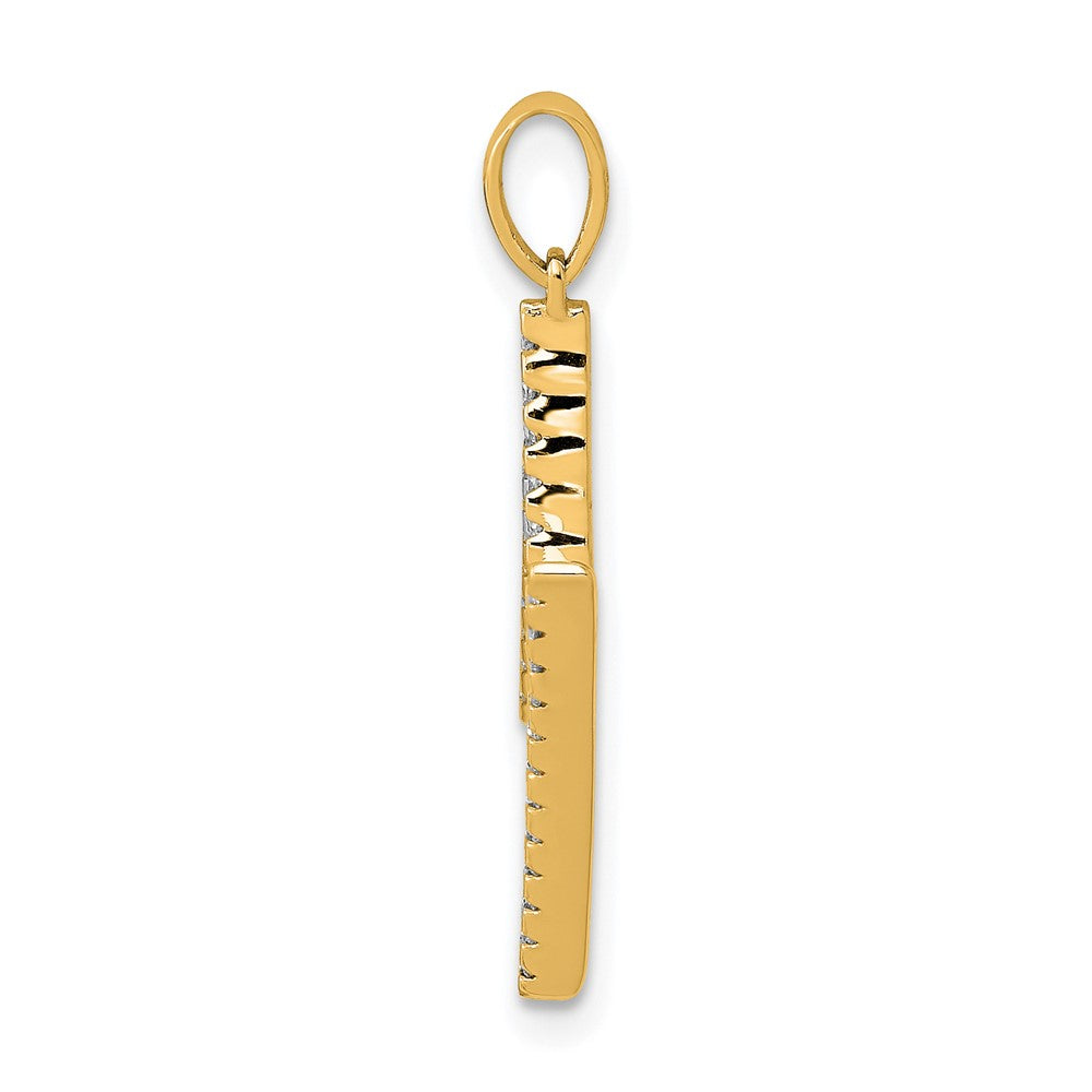 14K Gelbgold Echter Diamant Buchstabe M Initial-Anhänger