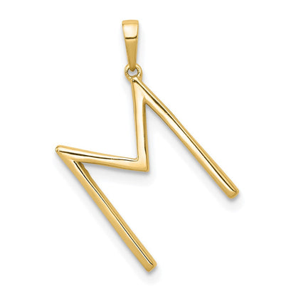 14K Gelbgold Echter Diamant Buchstabe M Initial-Anhänger