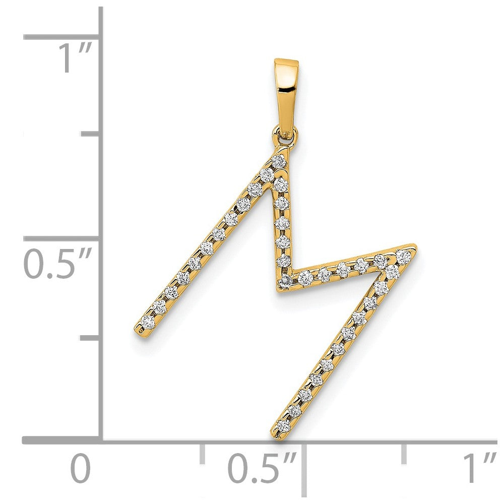 14K Gelbgold Echter Diamant Buchstabe M Initial-Anhänger