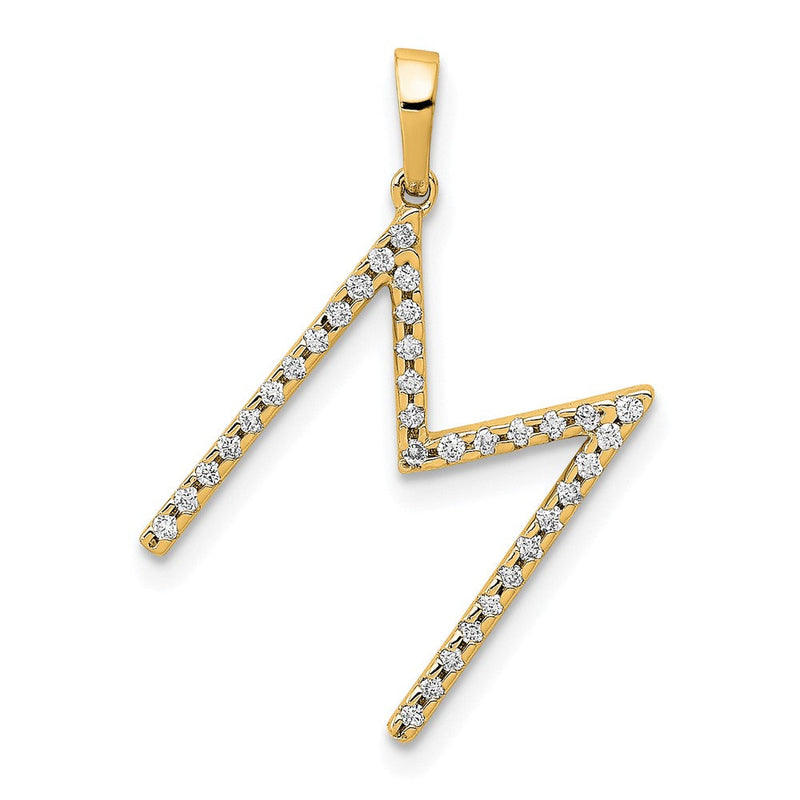 14K Gelbgold Echter Diamant Buchstabe M Initial-Anhänger