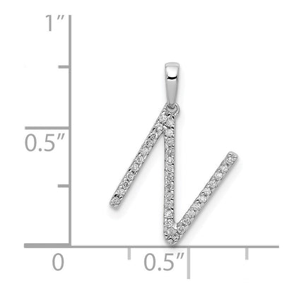 14K Weißgold Anhänger mit echtem Diamant-Buchstaben „N