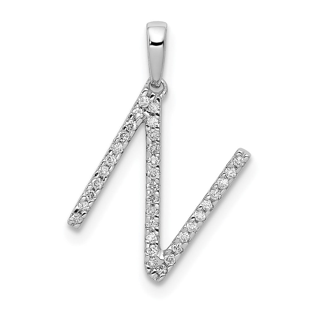 14K Weißgold Anhänger mit echtem Diamant-Buchstaben „N