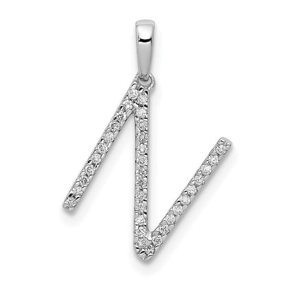 14K Weißgold Anhänger mit echtem Diamant-Buchstaben „N