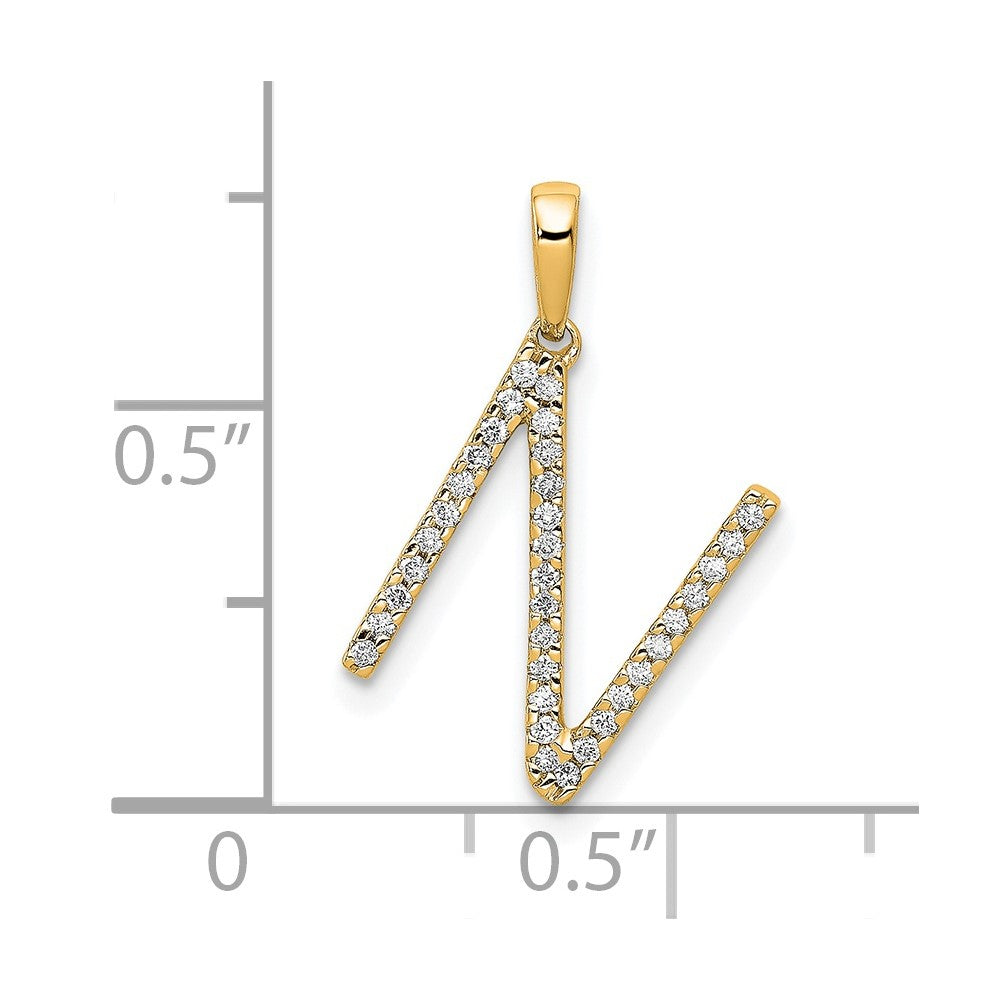 14K Gelbgold Anhänger mit echtem Diamant-Buchstaben „N