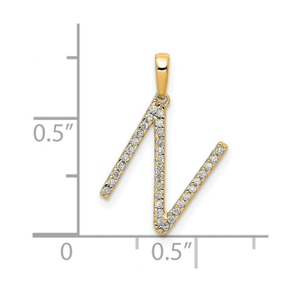 14K Gelbgold Anhänger mit echtem Diamant-Buchstaben „N
