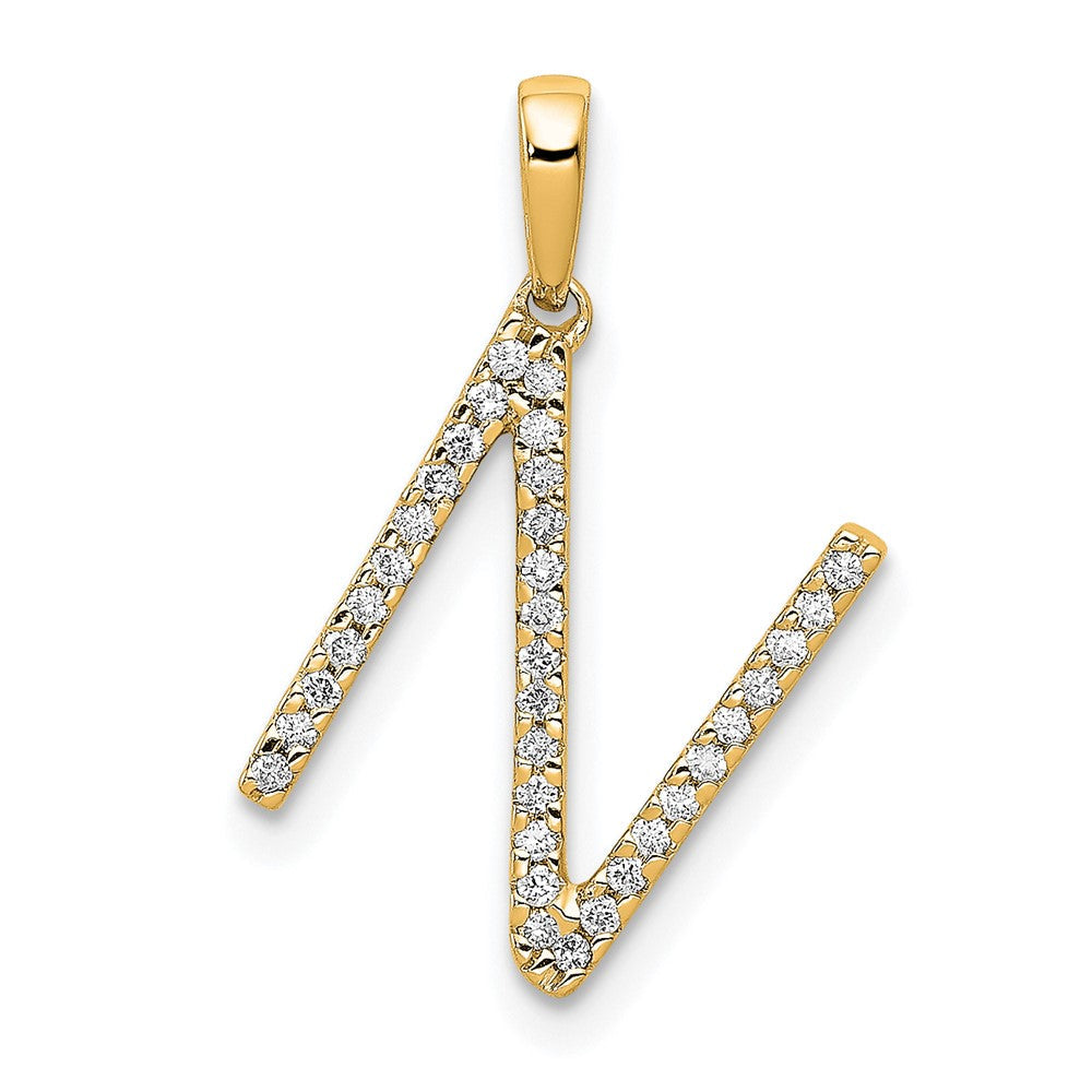 14K Gelbgold Anhänger mit echtem Diamant-Buchstaben „N
