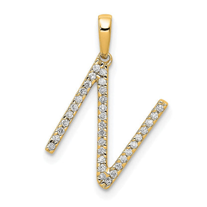 14K Gelbgold Anhänger mit echtem Diamant-Buchstaben „N