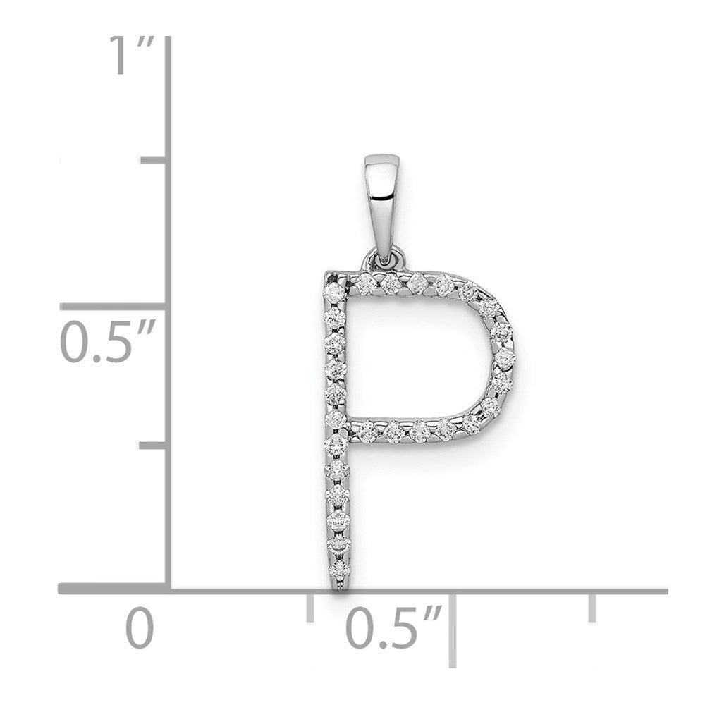 14K Weißgold Anhänger mit Echtem Diamant-Buchstaben „P