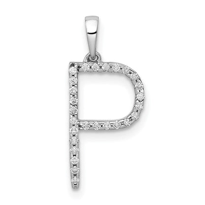 14K Weißgold Anhänger mit Echtem Diamant-Buchstaben „P