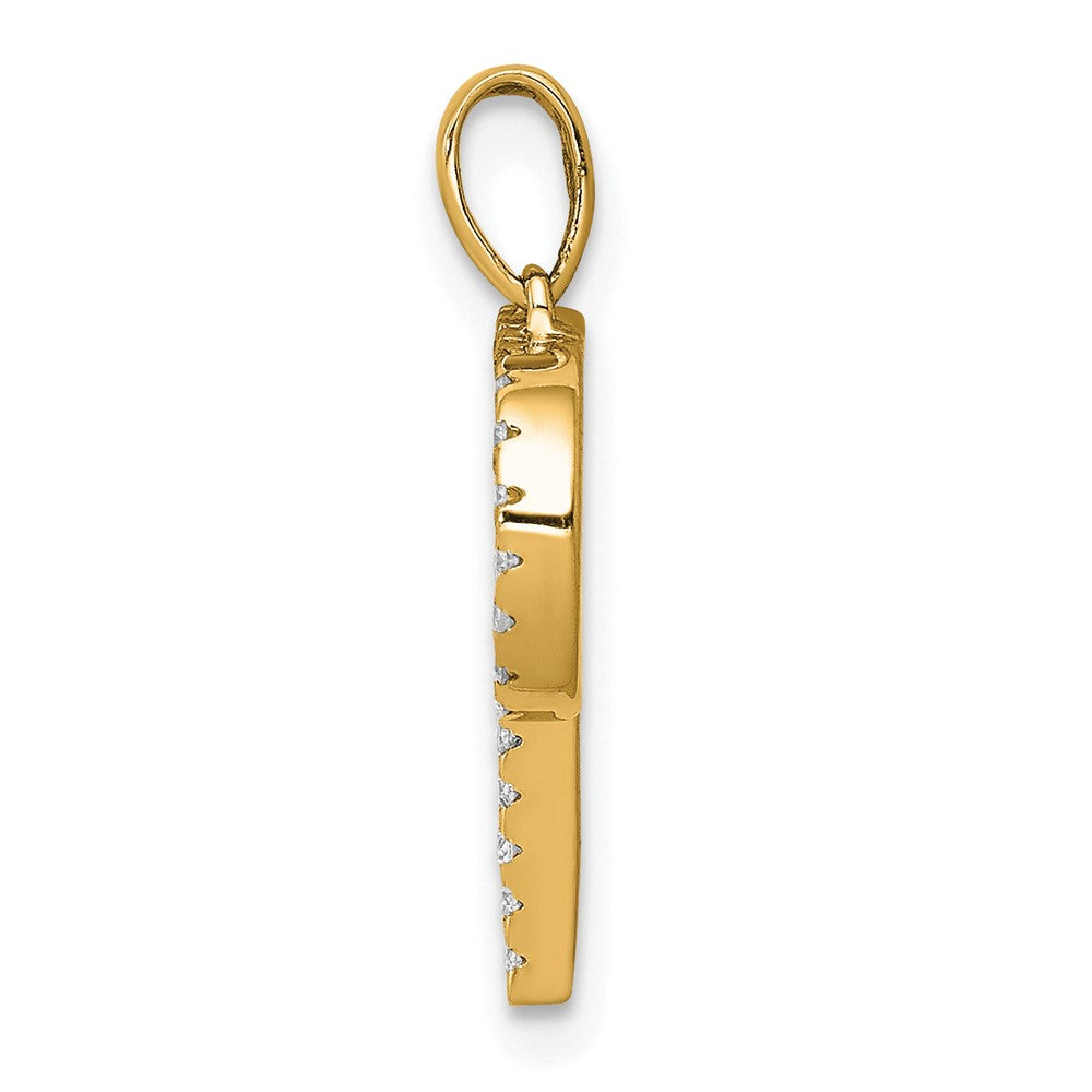 14K Gelbgold Echter Diamant Buchstabe P Initial-Anhänger