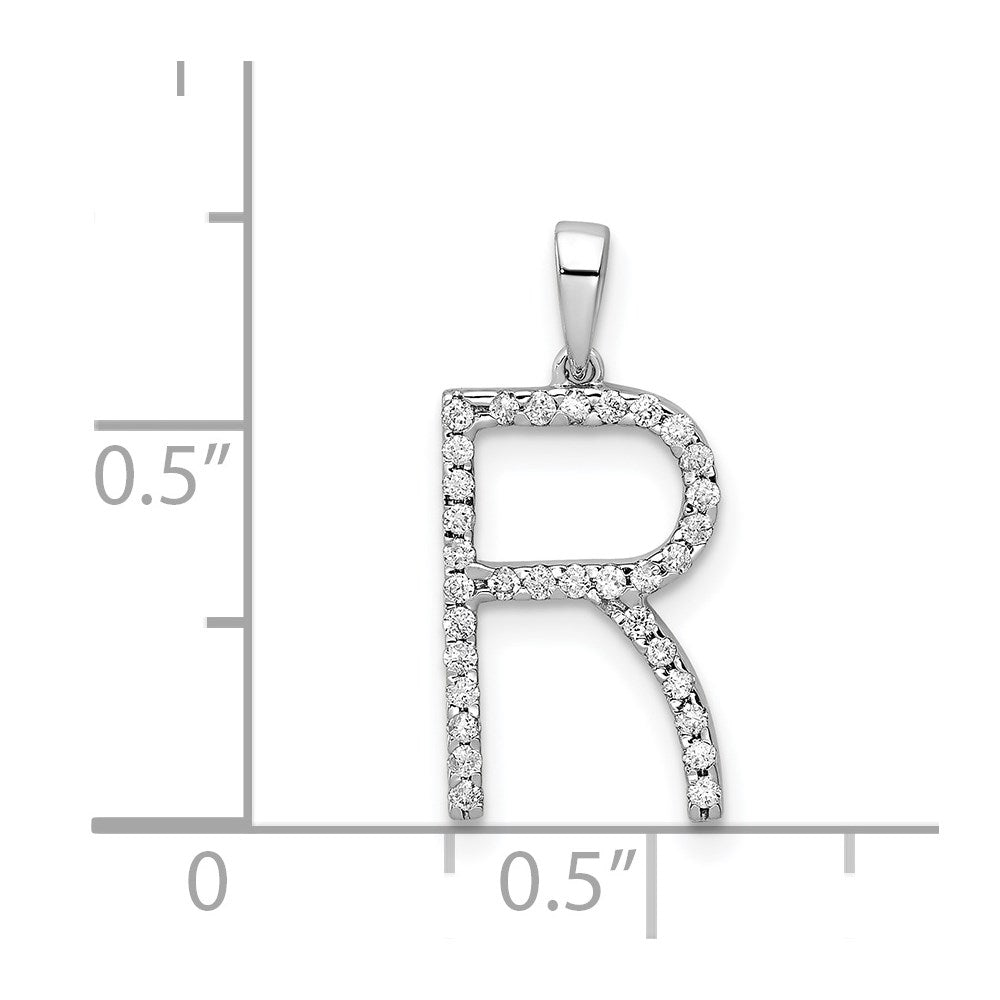 14K Weißgold Diamant-Buchstaben-Anhänger „R" (Initiale)