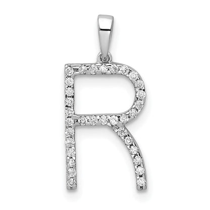 14K Weißgold Diamant-Buchstaben-Anhänger „R" (Initiale)