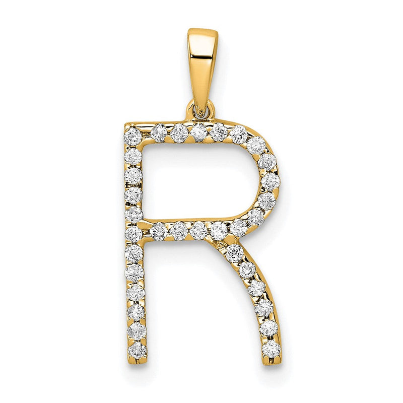 Initial-Anhänger Buchstabe R aus 14K Gelbgold mit echten Diamanten