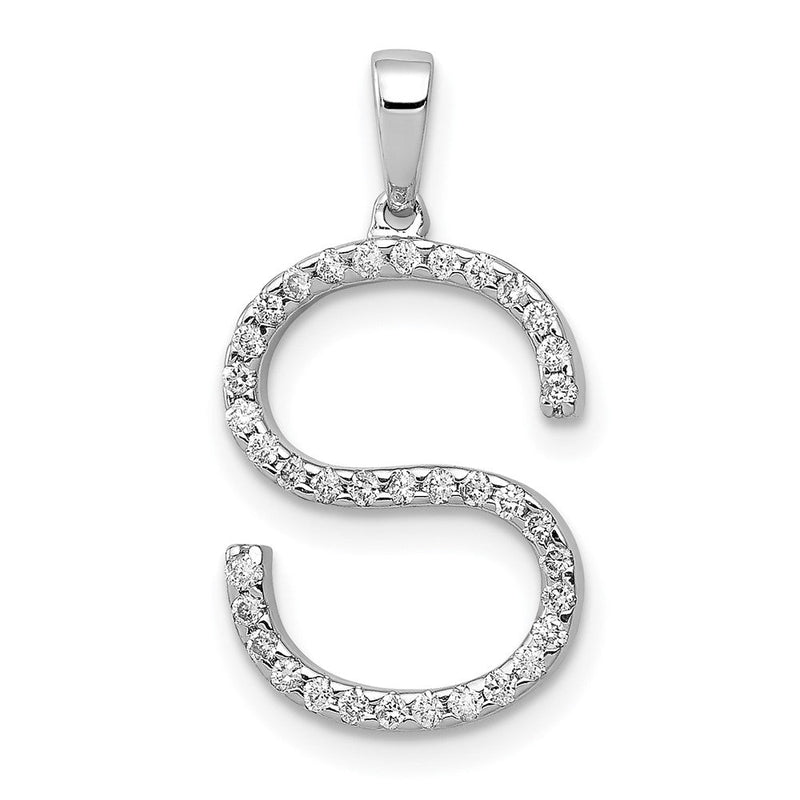 14K Weißgold Anhänger mit Initiale „S" aus echten Diamanten