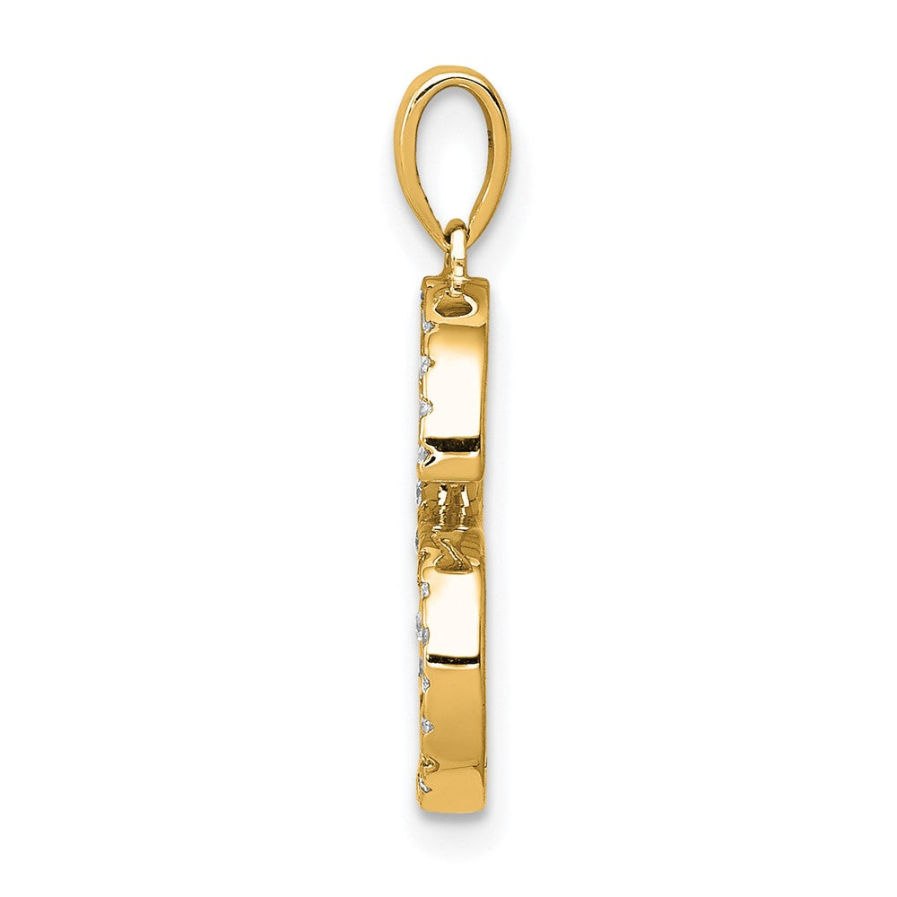 14K Gelbgold Echter Diamant Buchstabe S Initial-Anhänger