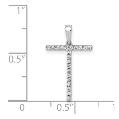 14K Weißgold Diamant-Buchstabenanhänger „T" mit echten Diamanten
