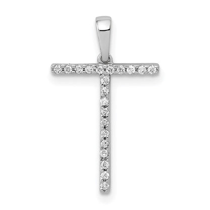 14K Weißgold Diamant-Buchstabenanhänger „T" mit echten Diamanten