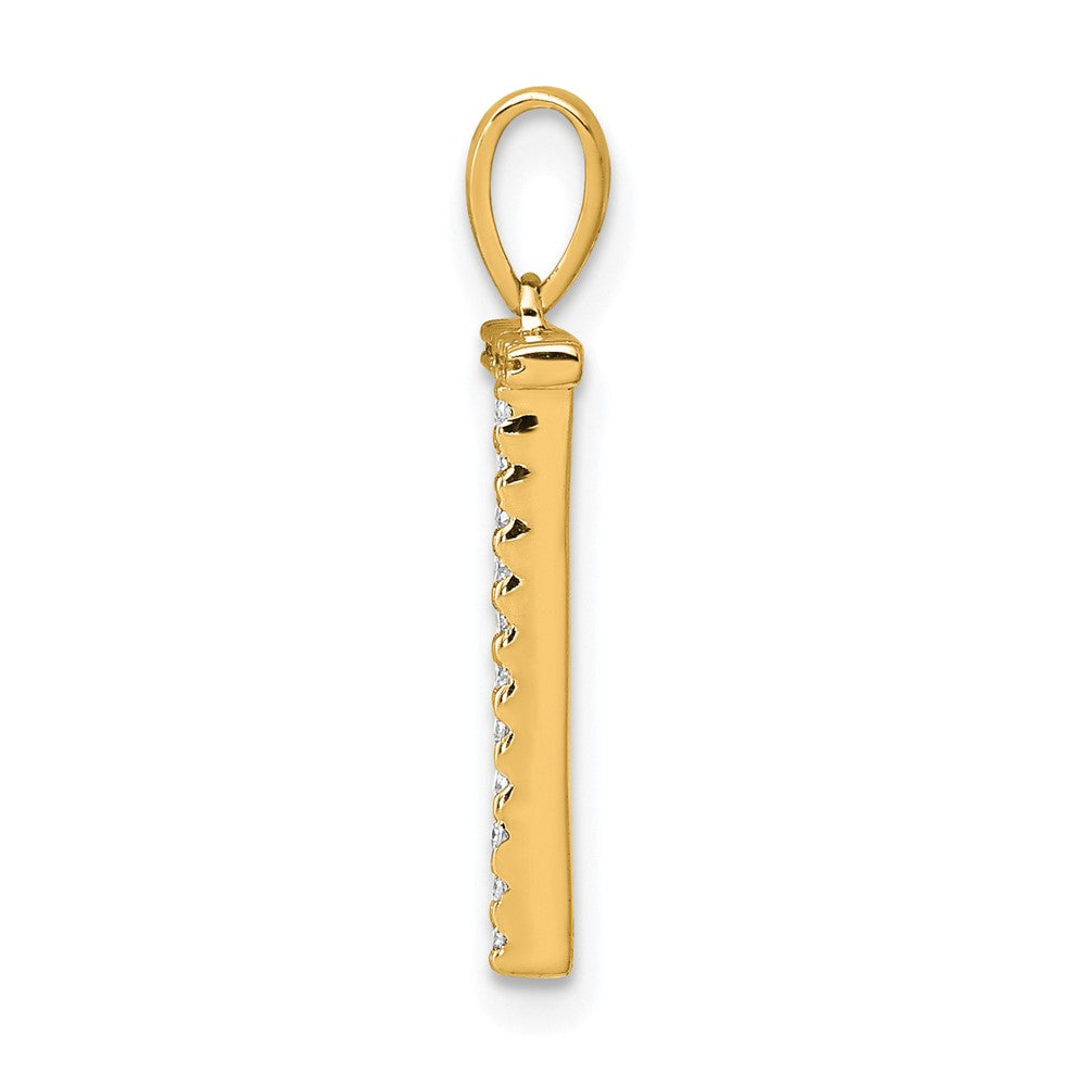 14K Gelbgold Echter Diamant Buchstabe T Initial-Anhänger