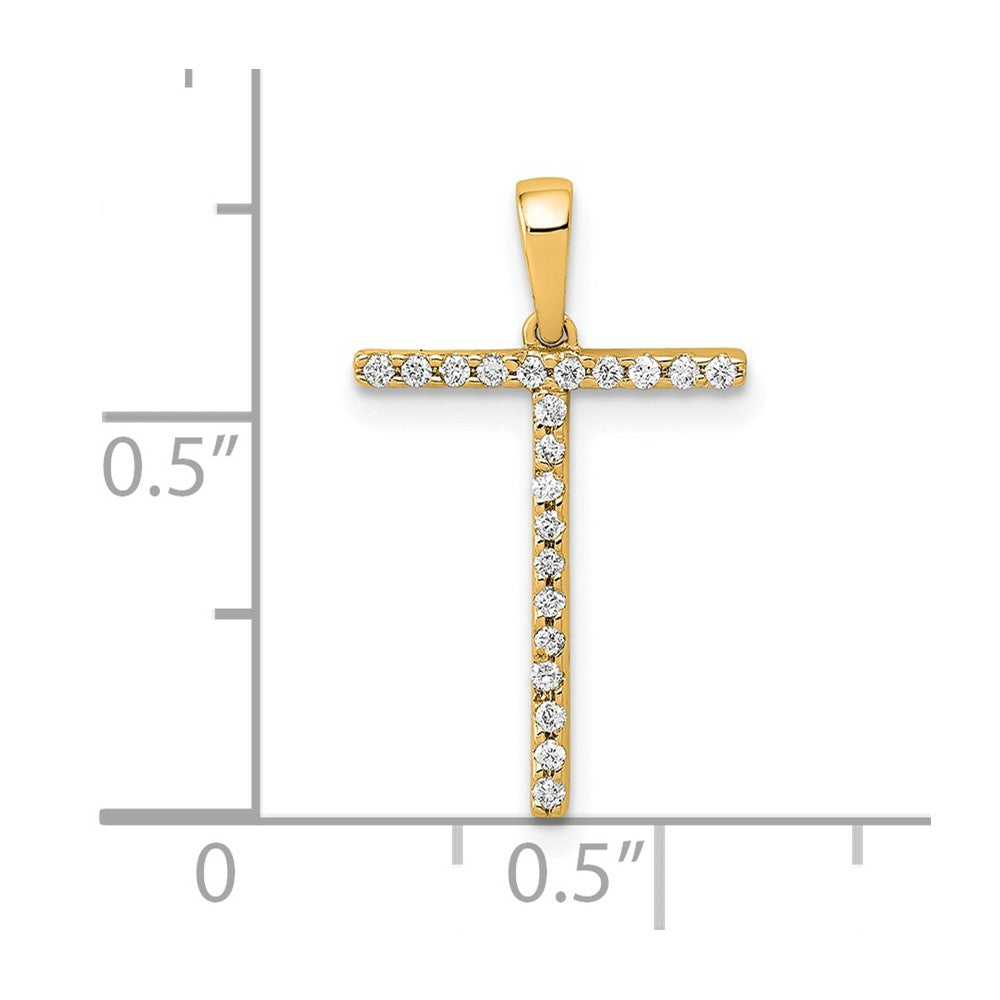 14K Gelbgold Echter Diamant Buchstabe T Initial-Anhänger