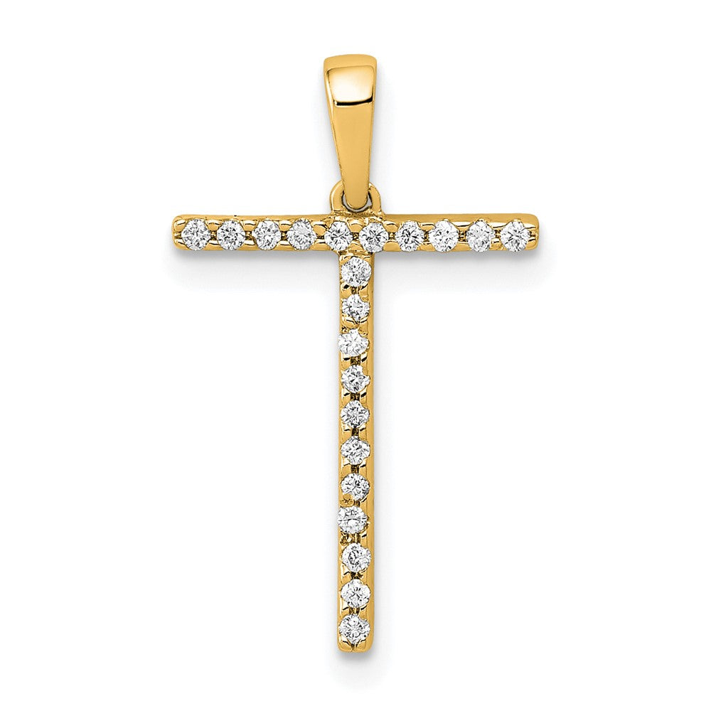 14K Gelbgold Echter Diamant Buchstabe T Initial-Anhänger