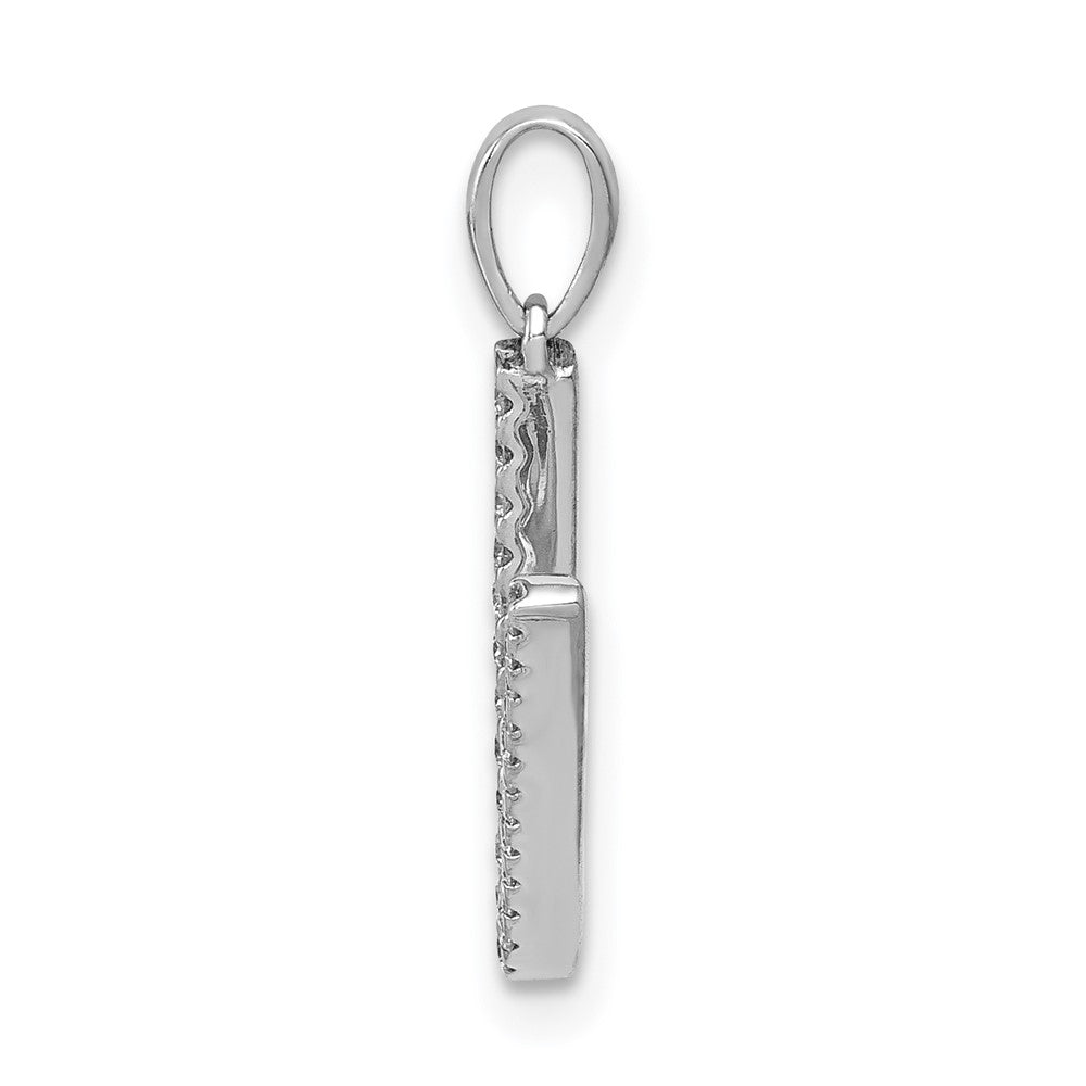 14K Weißgold Anhänger mit echtem Diamant-Initialbuchstaben „V“