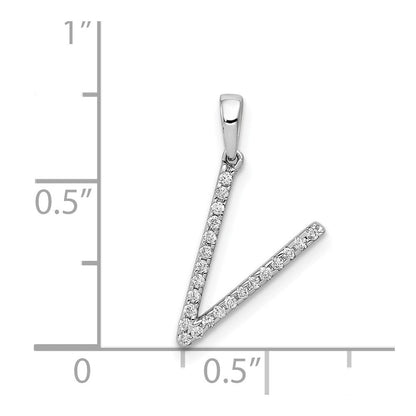14K Weißgold Anhänger mit echtem Diamant-Initialbuchstaben „V“
