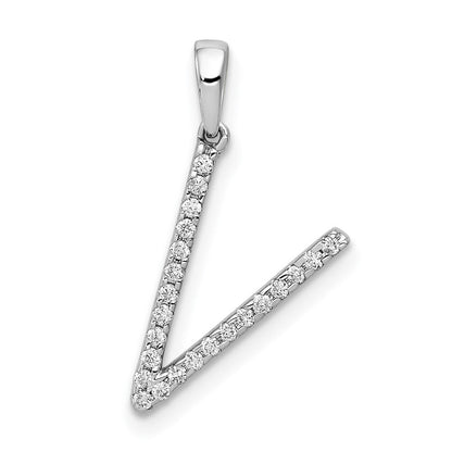 14K Weißgold Anhänger mit echtem Diamant-Initialbuchstaben „V“
