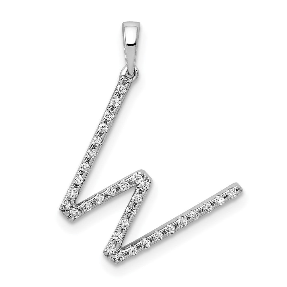 14K Weißgold Anhänger mit echtem Diamant-Buchstaben „W