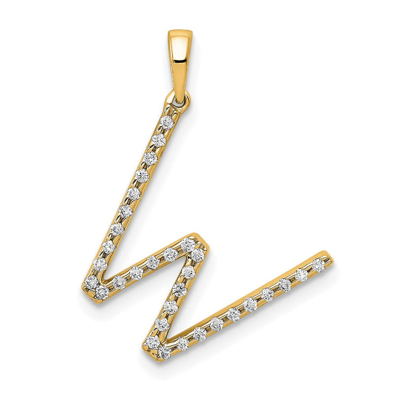 14K Gelbgold Diamant-Buchstabenanhänger „W" Initial
