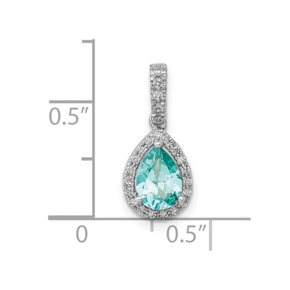 Pure Serenity 14K Weißgold 0,125 ct. Laborgezüchteter Diamant VS/SI+ G+ und Laborgezüchteter Paraiba Anhänger in Birnenform