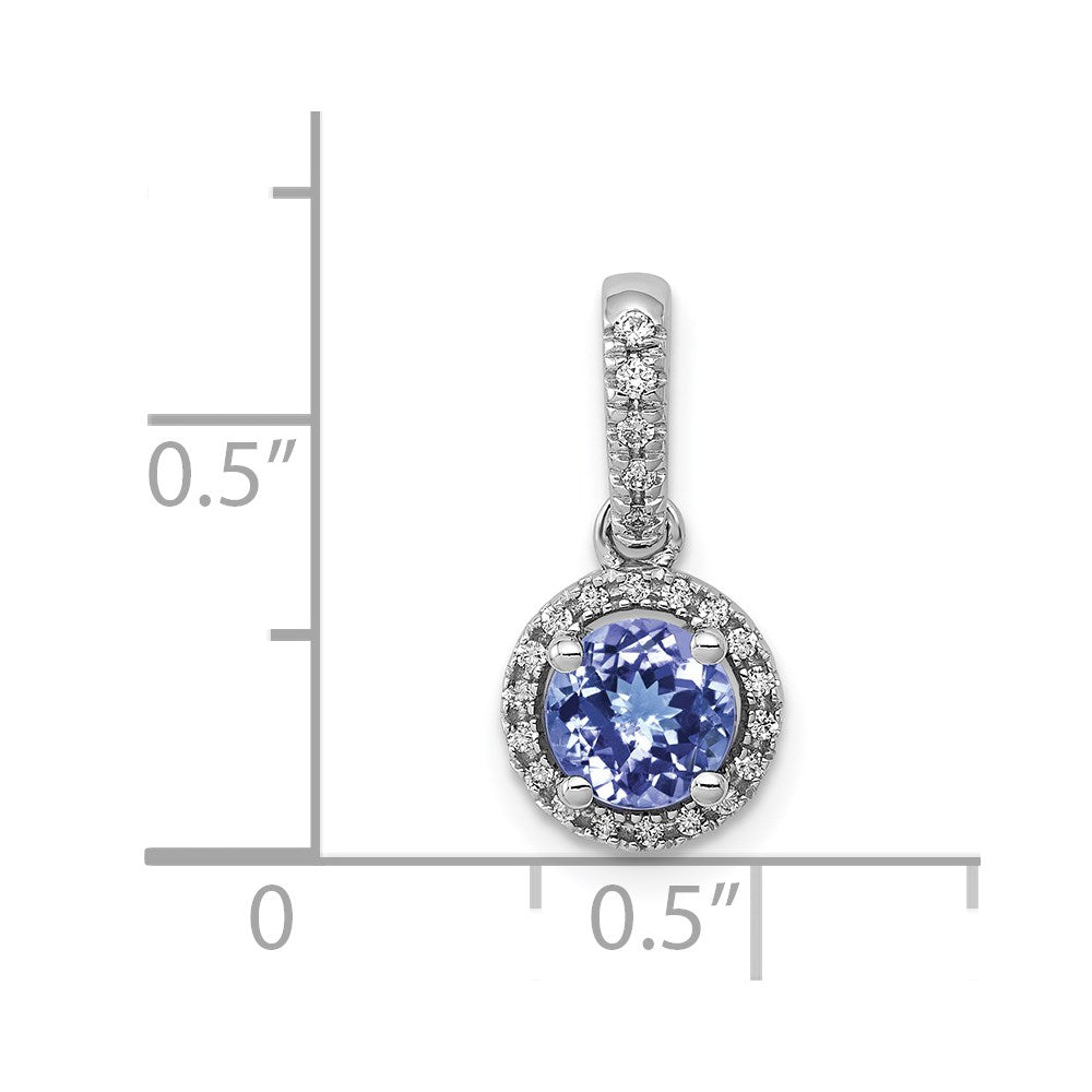 14K Weißgold 14K Weißgold.69 Tansanit und Heiligenschein Diamant Anhänger
