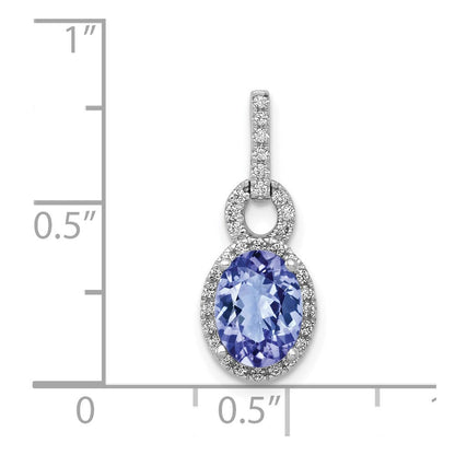 14K Weißgold 14K Weißgold Oval.95 Tansanit und Diamant Anhänger
