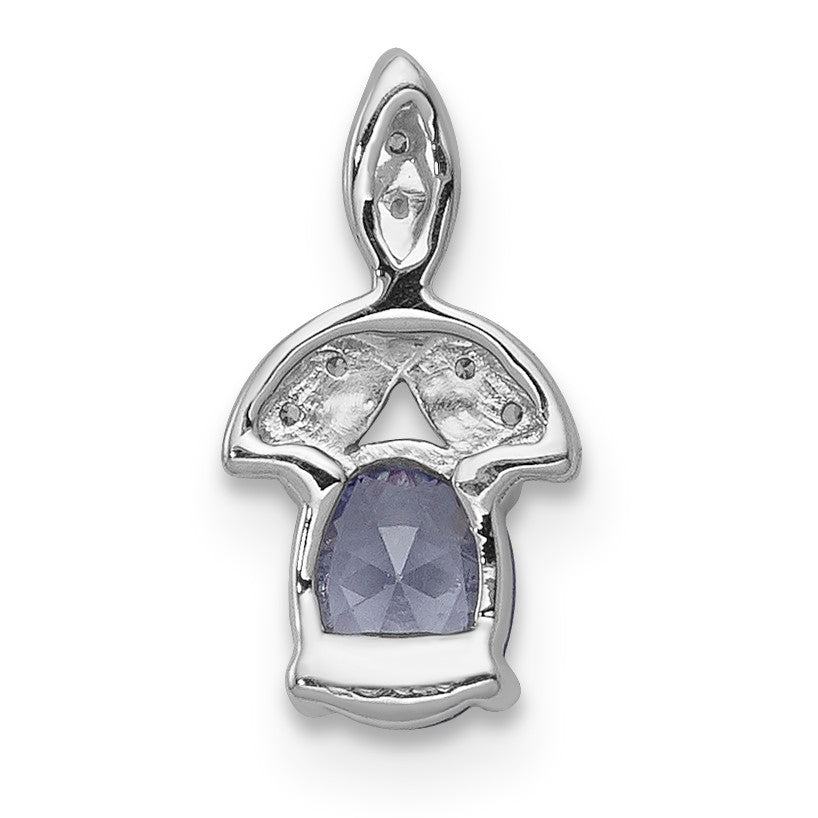 14K Weißgold 14K Weißgold Diamant Und.45 Tansanit Kette Anhänger
