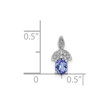 14K Weißgold 14K Weißgold Diamant Und.45 Tansanit Kette Anhänger