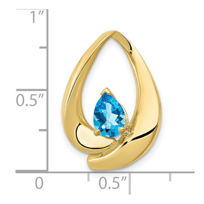 10K Gelbgold 7x5mm Tropfen Blautopas Anhänger