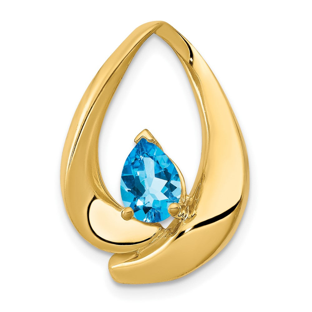10K Gelbgold 7x5mm Tropfen Blautopas Anhänger