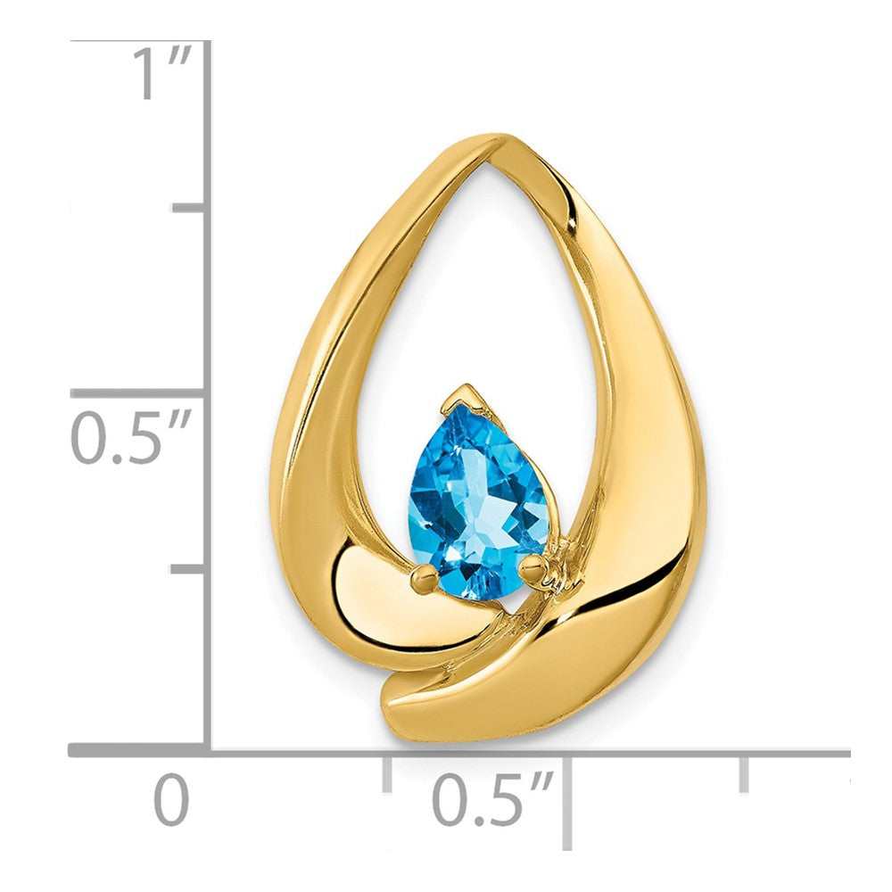 14K Gelbgold 7x5mm Tropfen Blautopas Anhänger