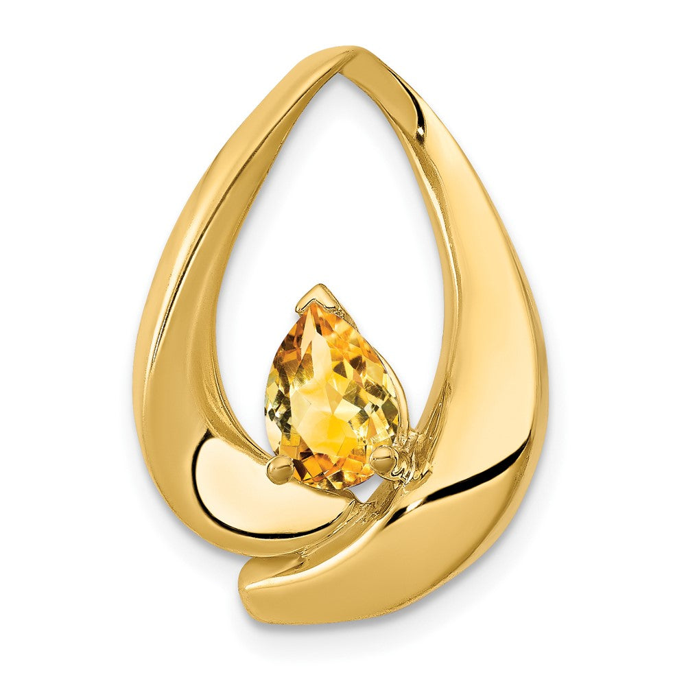 14K Gelbgold 7x5mm Tropfen Citrin Anhänger